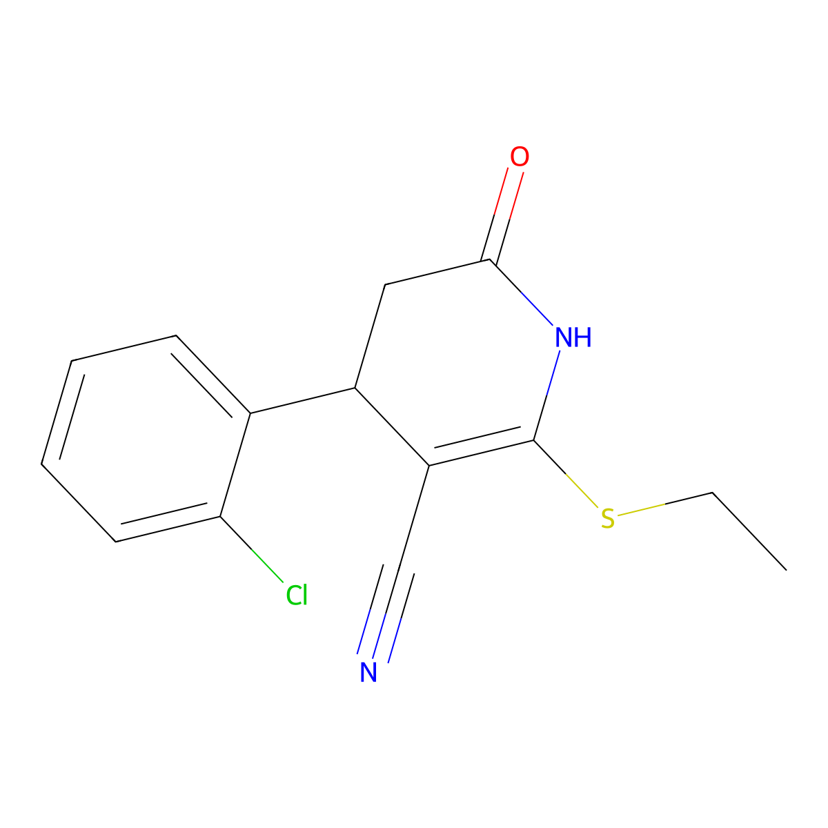 4-(2-chlorophenyl)-6-ethylsulfanyl-2-oxo-3,4-dihydro-1H-pyridine-5-carbonitrile molecular structure, CAS 197570-07-3