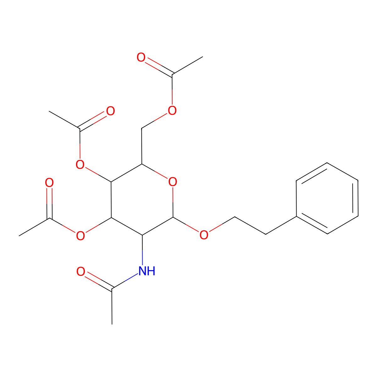 Phenylethyl 2-acetamido-3,4,6-tri-O-acetyl-2-deoxy-b-D-glucopyranoside molecular structure, CAS 197574-92-8
