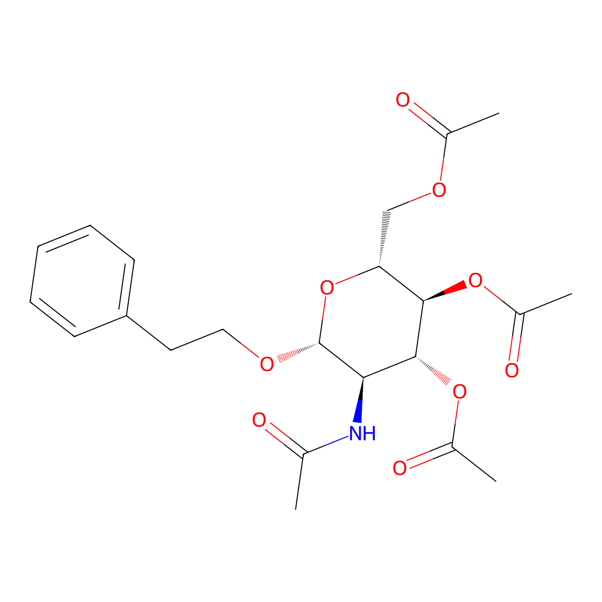 Phenylethyl 2-acetamido-3,4,6-tri-O-acetyl-2-deoxy-b-D-glucopyranoside molecular structure, CAS 197574-92-8