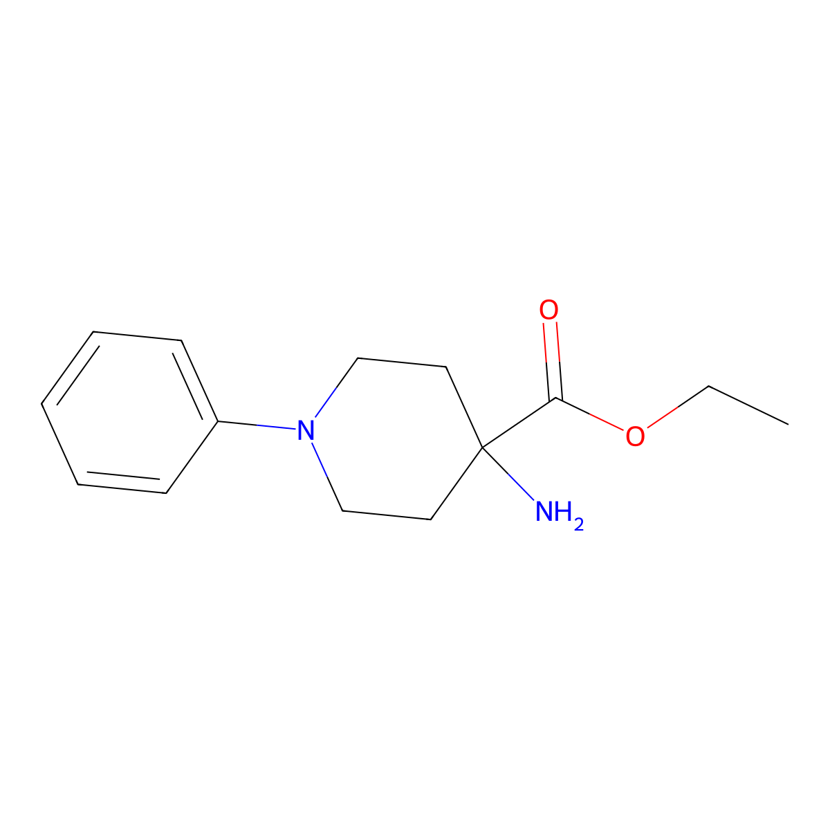 Ethyl 4-amino-1-phenylpiperidine-4-carboxylate molecular structure, CAS 1975832-78-0