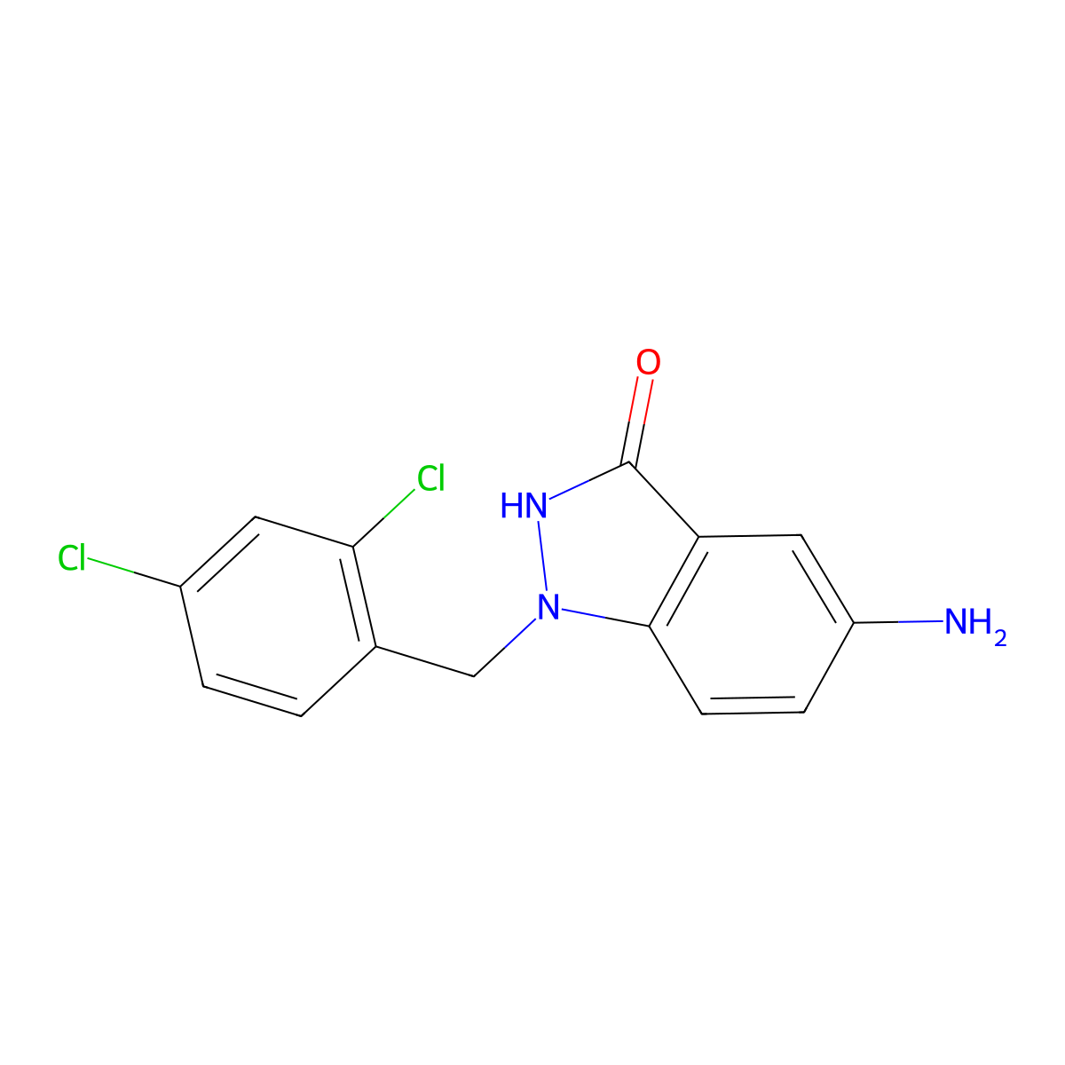 5-Amino-1-(2,4-dichlorobenzyl)-1H-indazol-3-ol molecular structure, CAS 197584-44-4