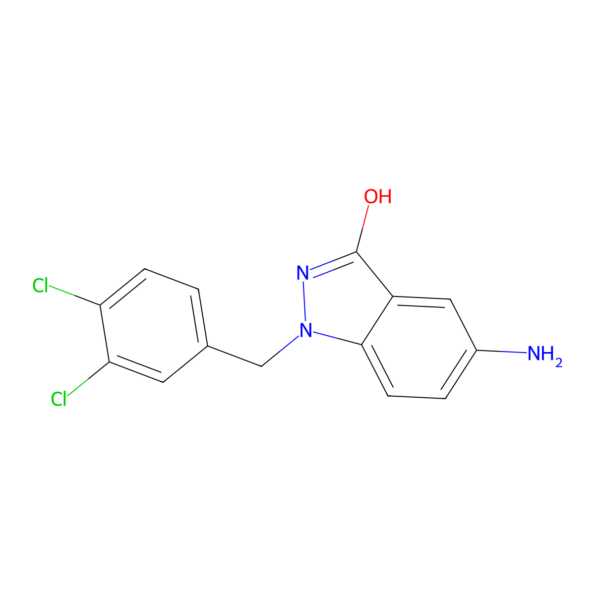 5-Amino-1-(3,4-dichlorobenzyl)-1H-indazol-3-ol molecular structure, CAS 197584-46-6