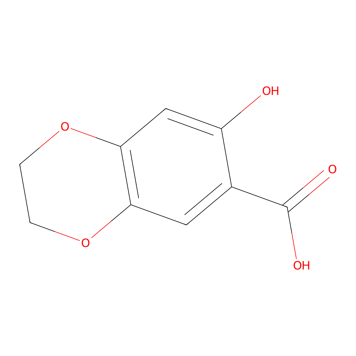 7-Hydroxy-1,4-benzodioxan-6-carboxylic acid molecular structure, CAS 197584-99-9
