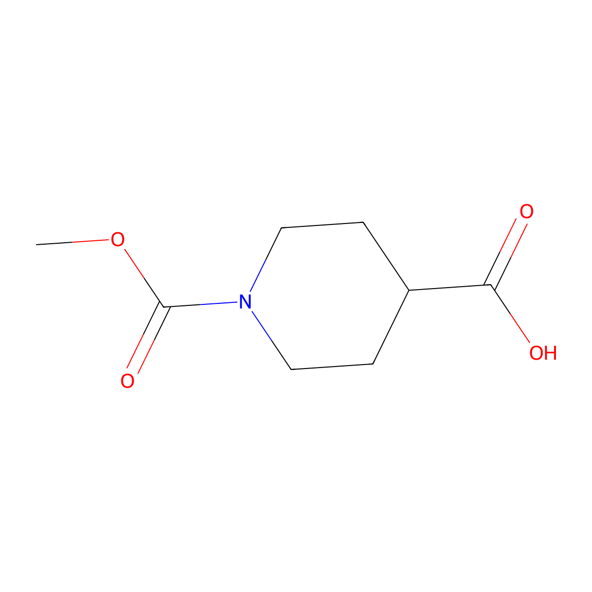 1-(Methoxycarbonyl)piperidine-4-carboxylic acid molecular structure, CAS 197585-42-5