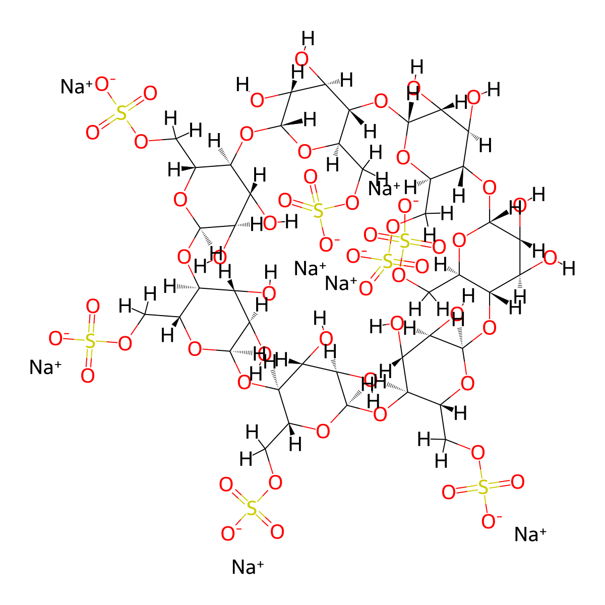 Heptakis(6-O-sulfo)-(beta)-cyclodextrin molecular structure, CAS 197587-31-8