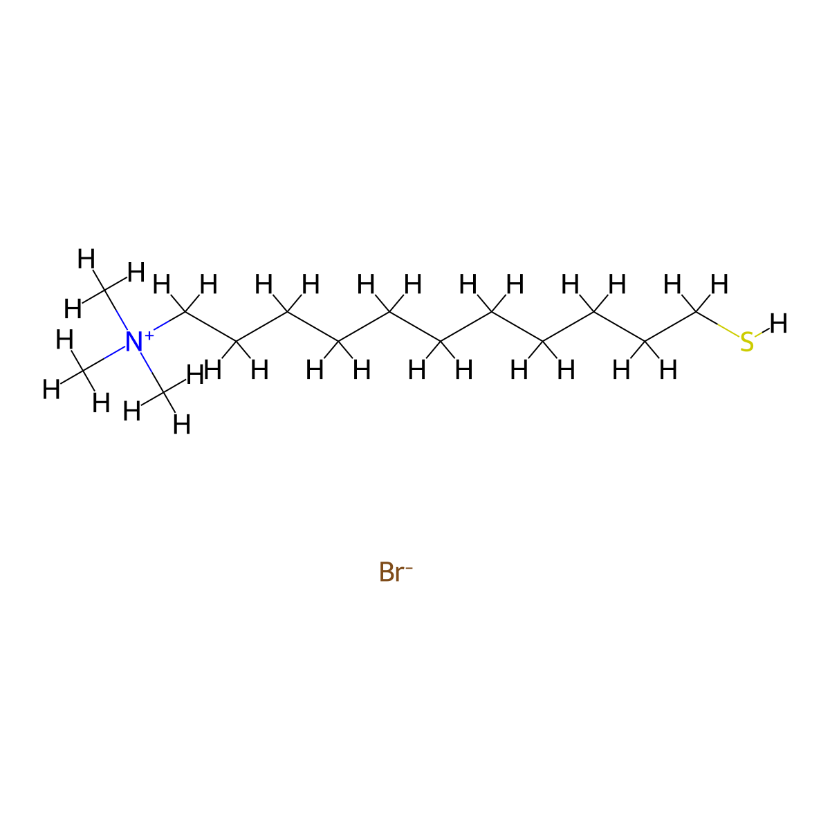 N,N,N-Trimethyl-11-sulfanylundecan-1-aminium bromide molecular structure, CAS 197587-43-2