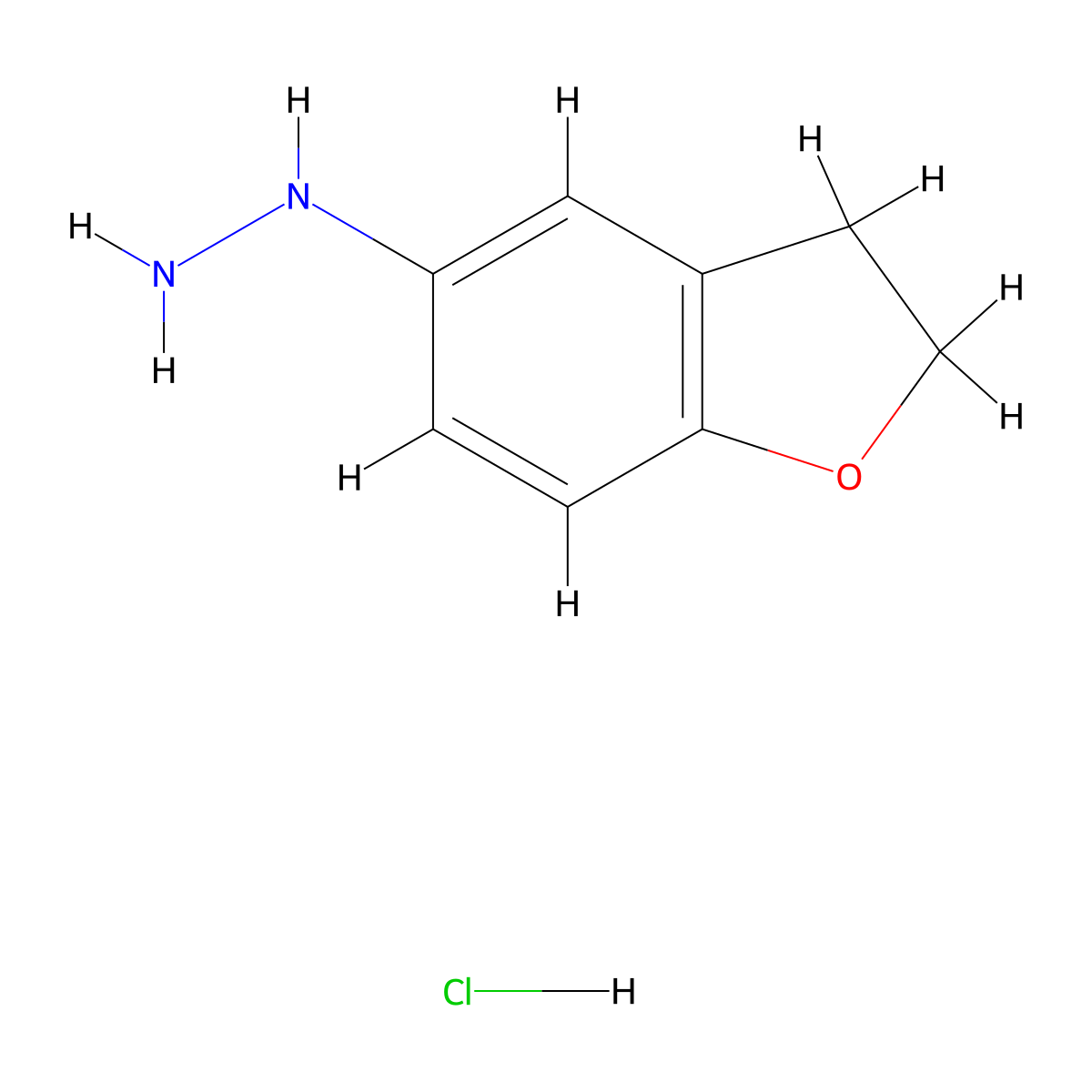 (2,3-Dihydro-1-benzofuran-5-yl)hydrazine hydrochloride molecular structure, CAS 197590-46-8