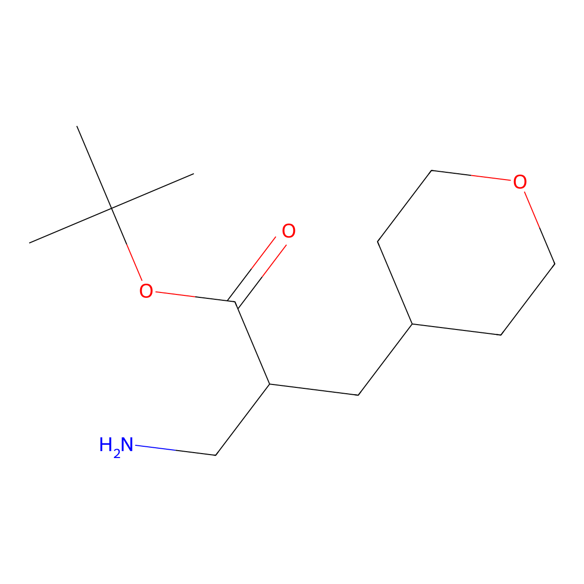 Tert-butyl 3-amino-2-[(oxan-4-yl)methyl]propanoate molecular structure, CAS 1975914-94-3
