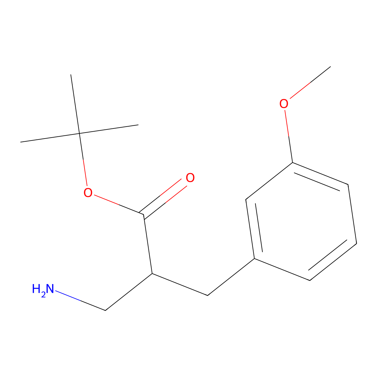 Tert-butyl 3-amino-2-[(3-methoxyphenyl)methyl]propanoate molecular structure, CAS 1975915-02-6