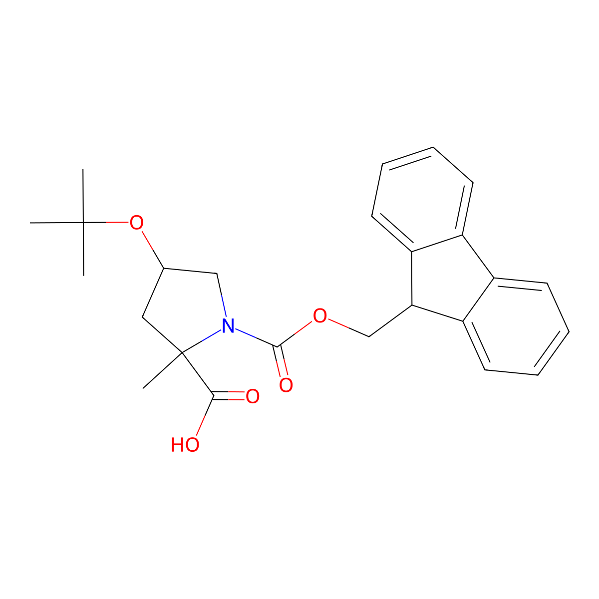 (2R,4R)-1-(((9H-Fluoren-9-YL)methoxy)carbonyl)-4-(tert-butoxy)-2-methylpyrrolidine-2-carboxylic acid molecular structure, CAS 1975992-72-3