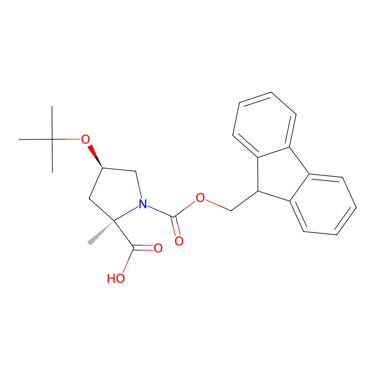 (2R,4R)-1-(((9H-Fluoren-9-YL)methoxy)carbonyl)-4-(tert-butoxy)-2-methylpyrrolidine-2-carboxylic acid molecular structure, CAS 1975992-72-3