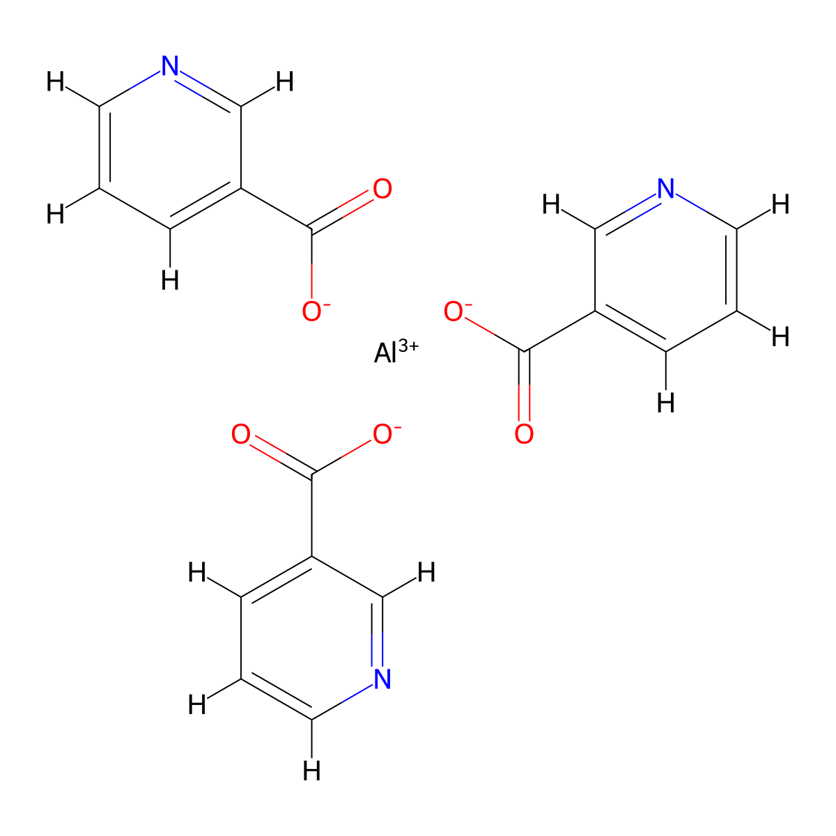 Niacin aluminum molecular structure, CAS 1976-28-9