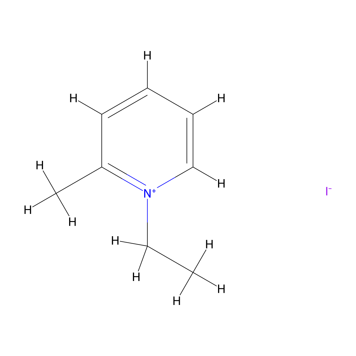 Pyridinium, 1-ethyl-2-methyl-, iodide (1:1) molecular structure, CAS 19760-15-7
