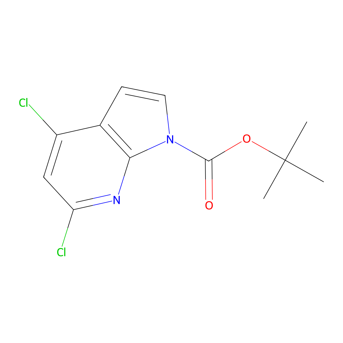 tert-butyl 4,6-dichloro-1H-pyrrolo[2,3-b]pyridine-1-carboxylate molecular structure, CAS 1976038-48-8