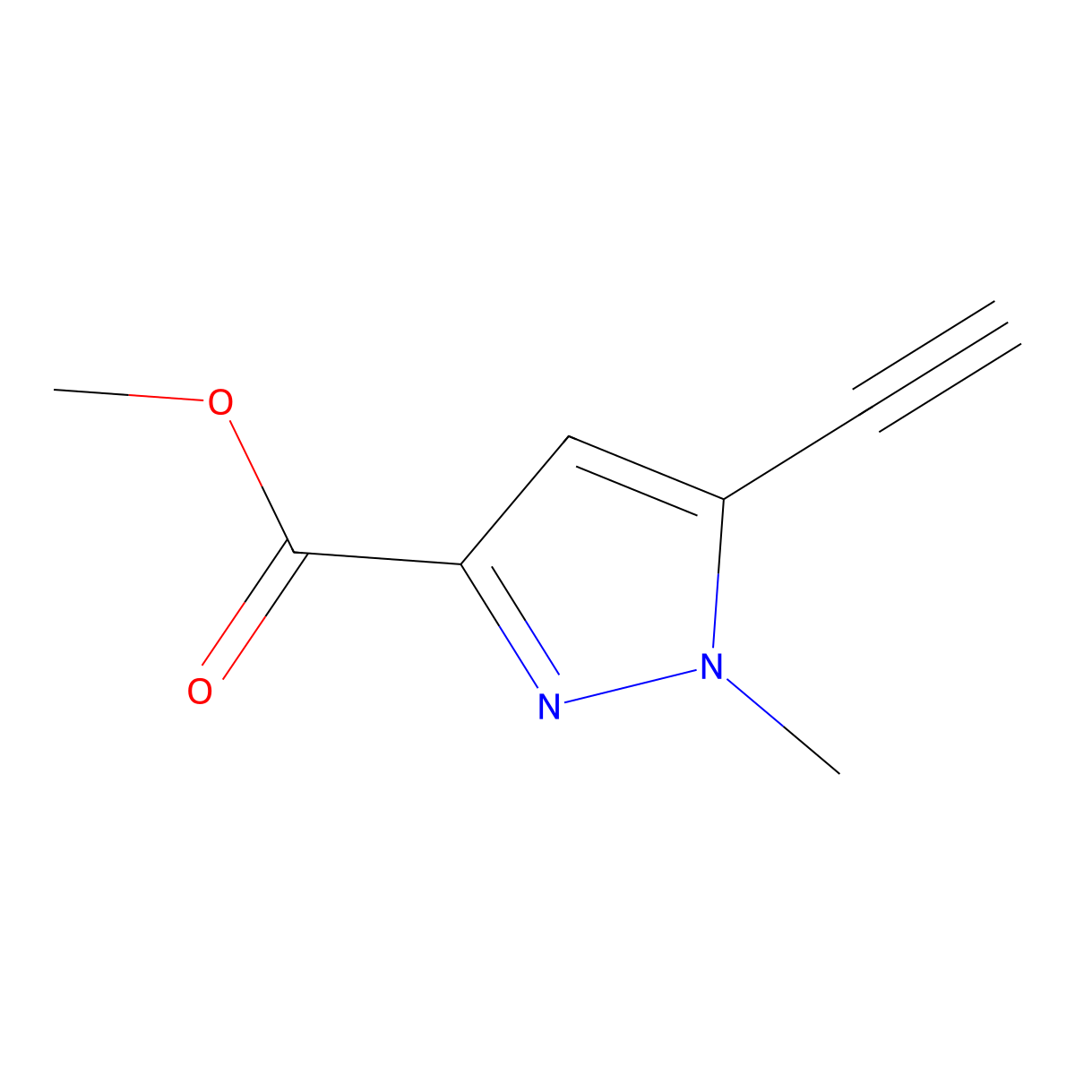 methyl 5-ethynyl-1-methyl-1H-pyrazole-3-carboxylate molecular structure, CAS 19762-23-3