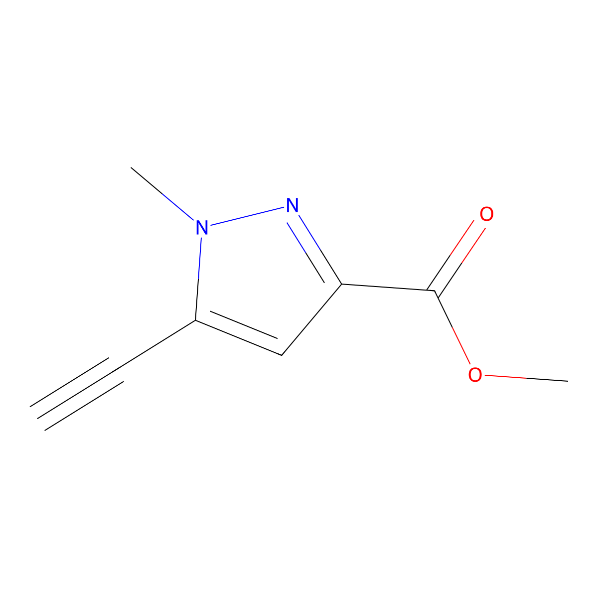 methyl 5-ethynyl-1-methyl-1H-pyrazole-3-carboxylate molecular structure, CAS 19762-23-3