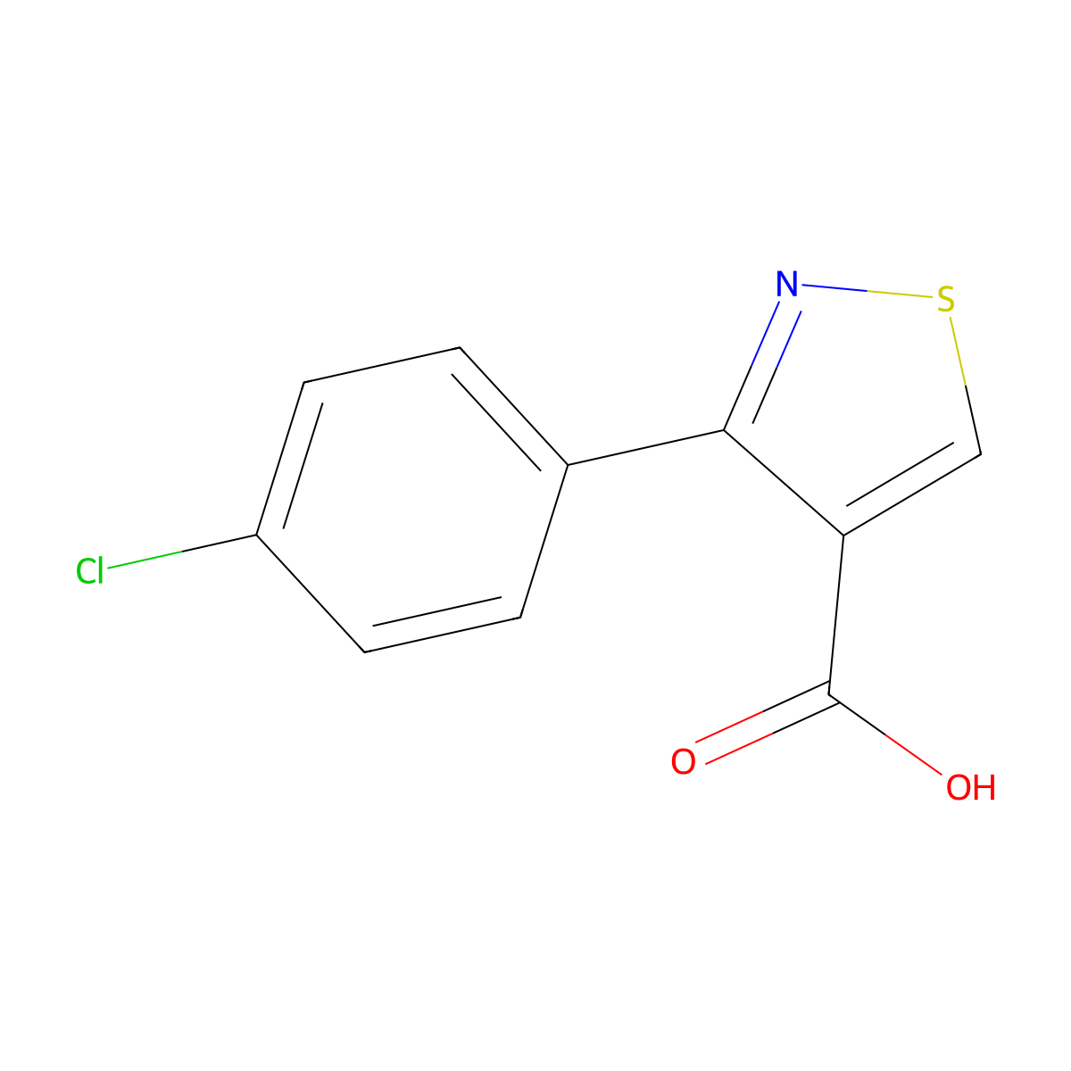 3-(4-Chlorophenyl)-1,2-thiazole-4-carboxylic acid molecular structure, CAS 19762-93-7