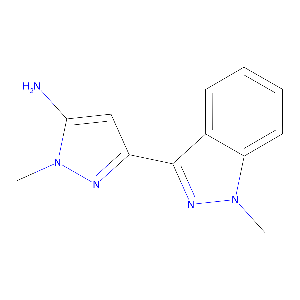 1-methyl-3-(1-methyl-1H-indazol-3-yl)-1H-pyrazol-5-amine molecular structure, CAS 1976336-86-3