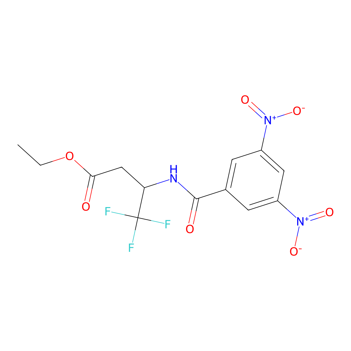 Ethyl 3-[(3,5-dinitrophenyl)formamido]-4,4,4-trifluorobutanoate molecular structure, CAS 197638-64-5