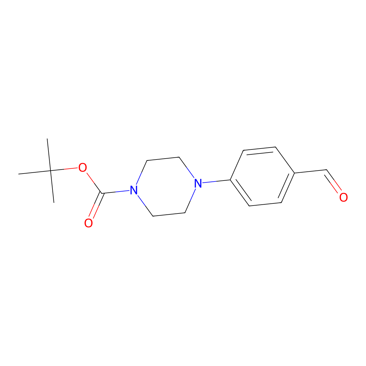 Tert-butyl 4-(4-formylphenyl)piperazine-1-carboxylate molecular structure, CAS 197638-83-8