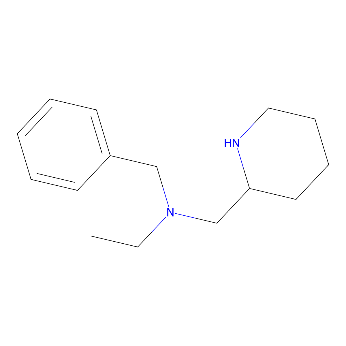N-Benzyl-N-(piperidin-2-ylmethyl)ethanamine molecular structure, CAS 197638-84-9