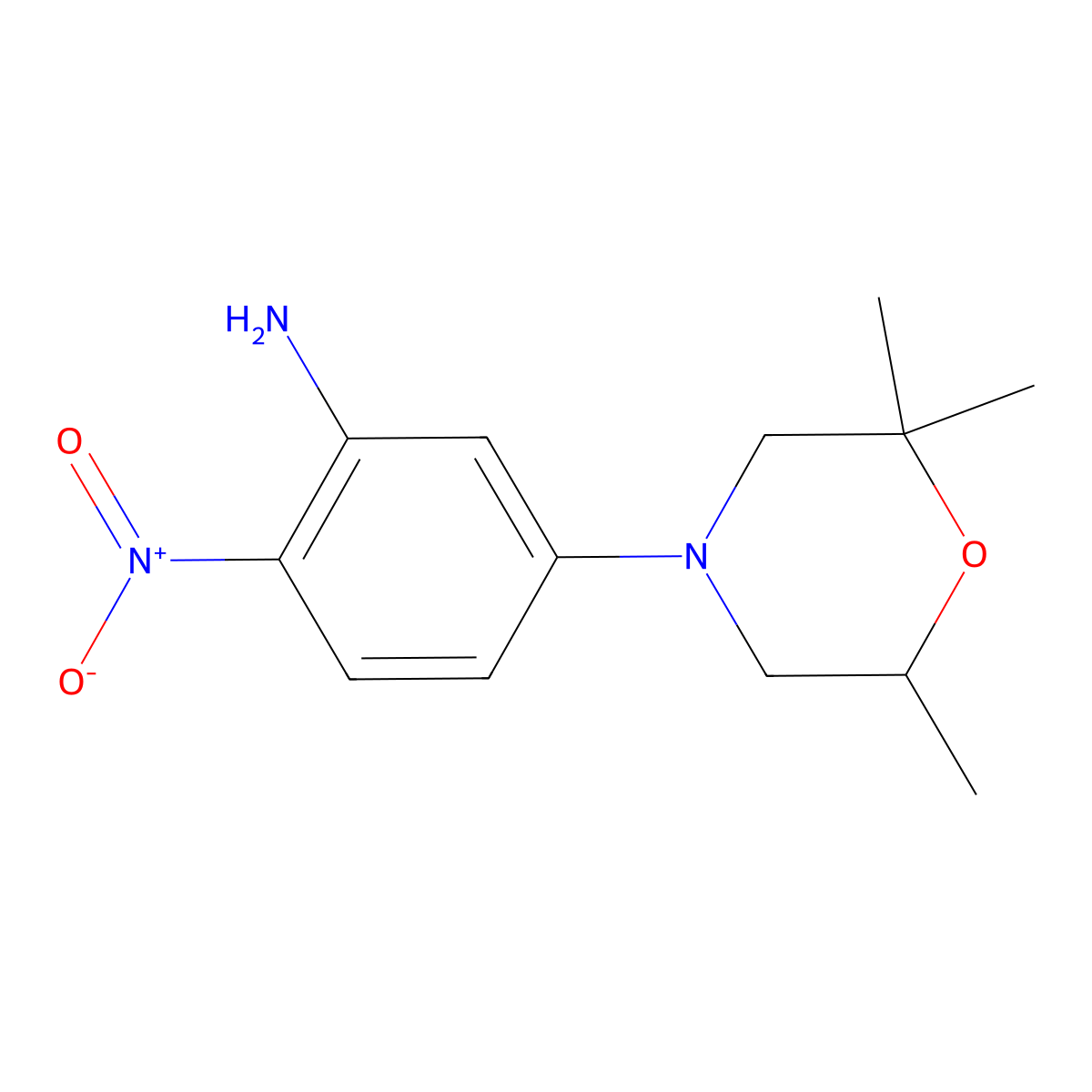 2-Nitro-5-(2,2,6-trimethylmorpholin-4-yl)aniline molecular structure, CAS 1976477-67-4