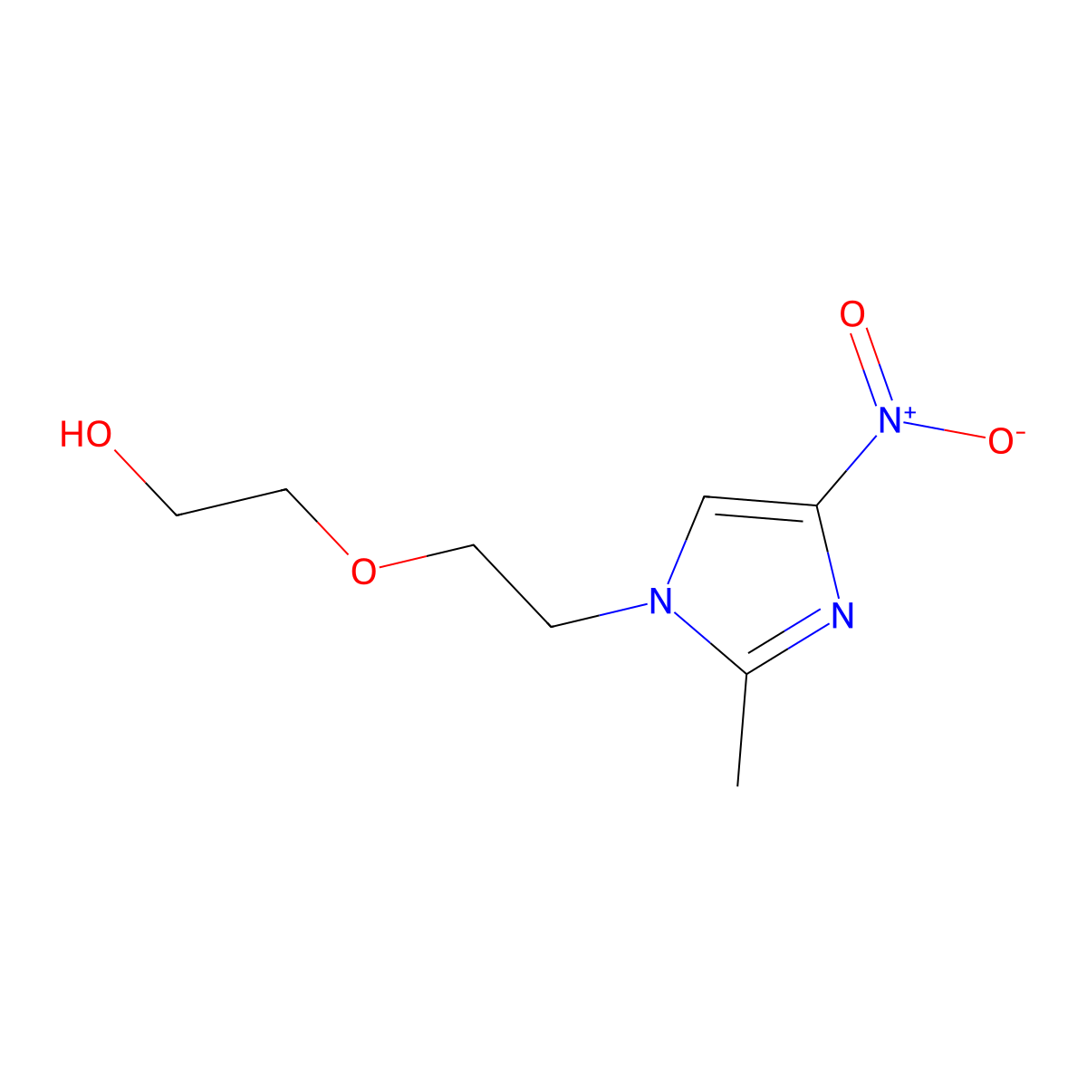 Imidazole, 1-((2-hydroxyethoxy)ethyl)-2-methyl-4-nitro- molecular structure, CAS 19765-12-9