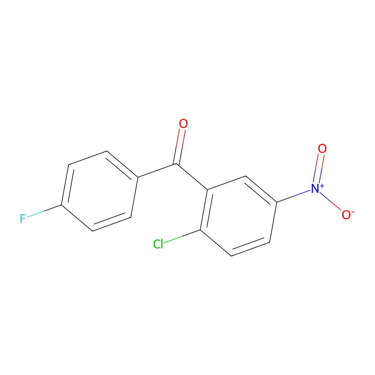 Methanone, (2-chloro-5-nitrophenyl)(4-fluorophenyl)- molecular structure, CAS 197653-87-5