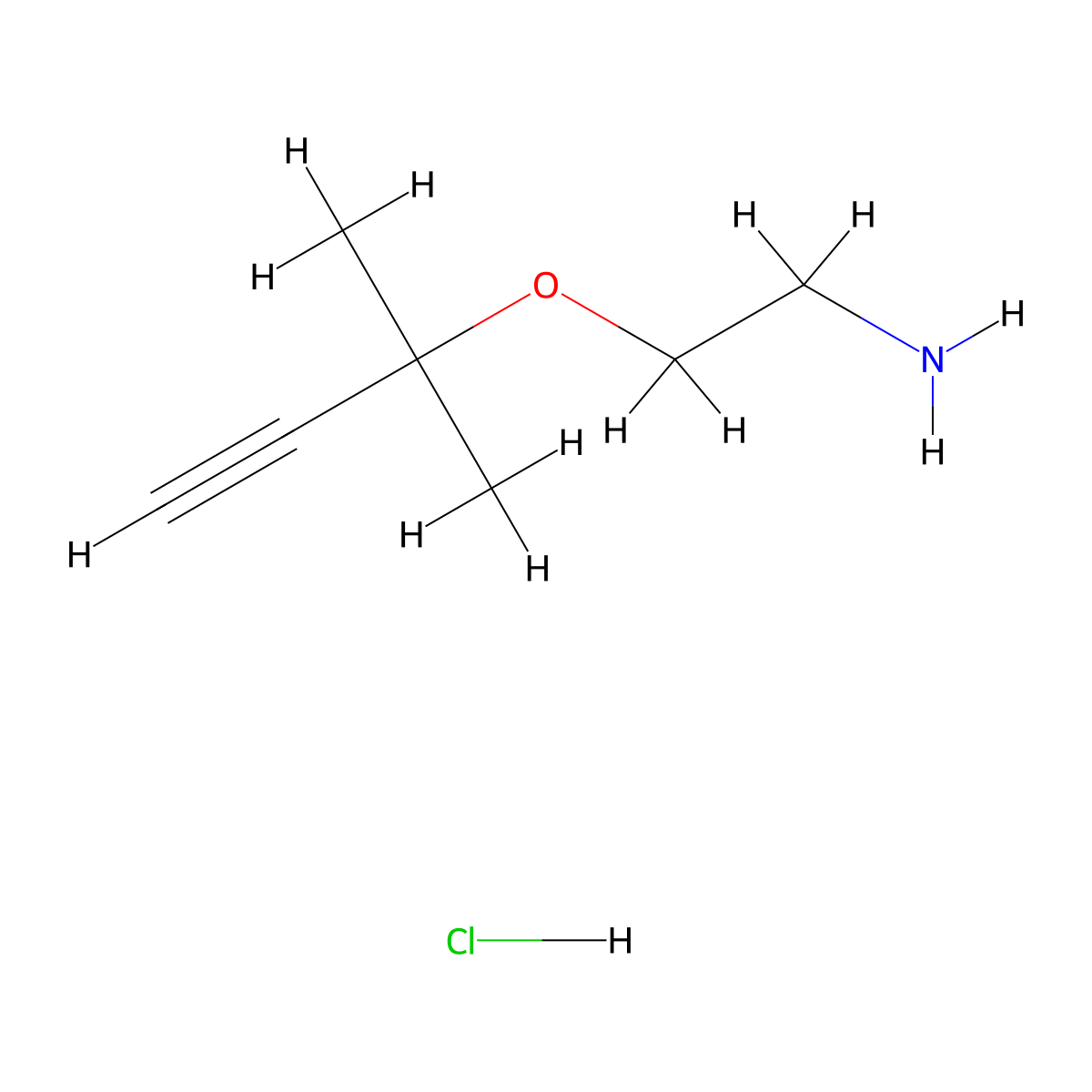 2-[(2-Methylbut-3-yn-2-yl)oxy]ethan-1-amine hydrochloride molecular structure, CAS 19766-41-7