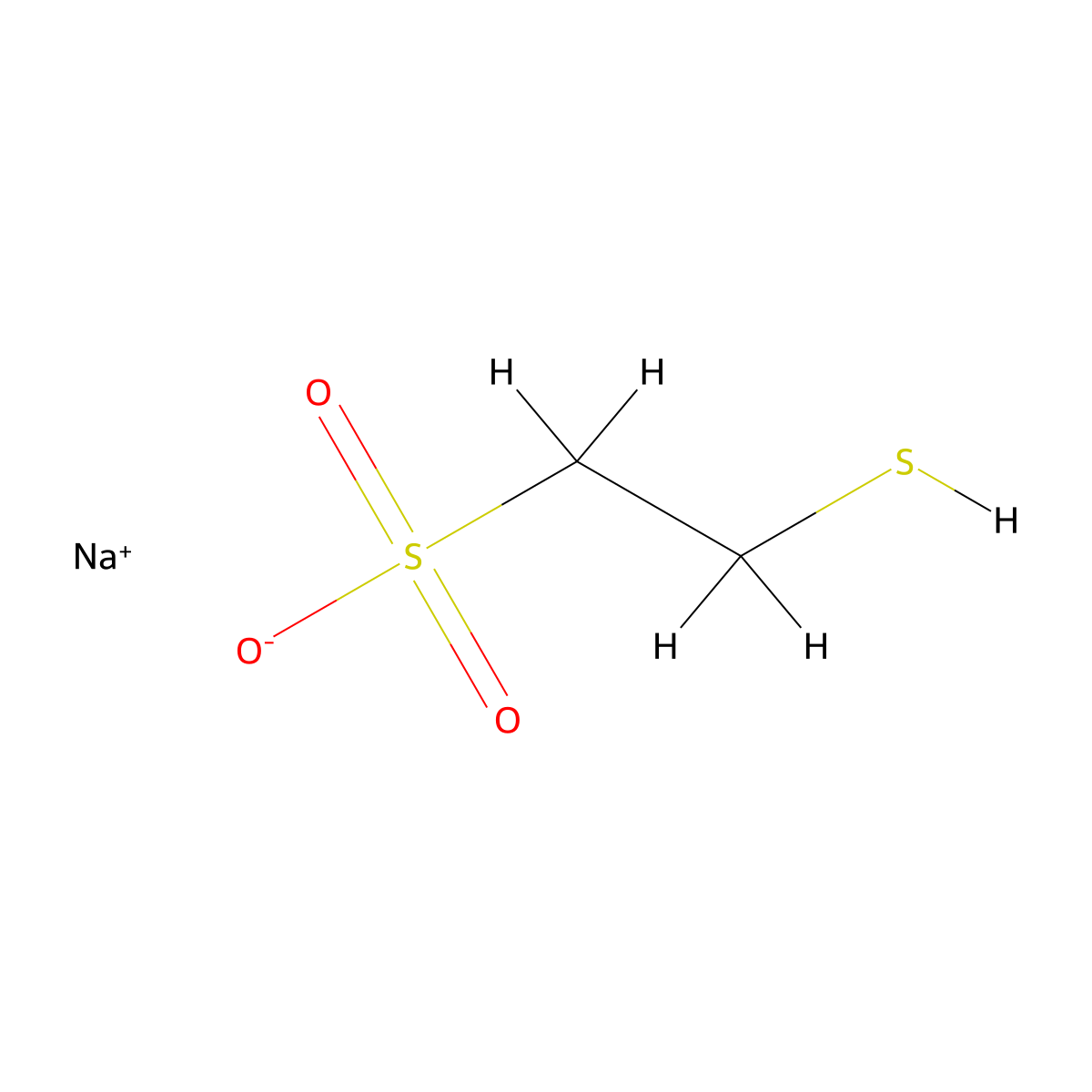 sodium 2-sulfanylethanesulfonate molecular structure, CAS 19767-45-4