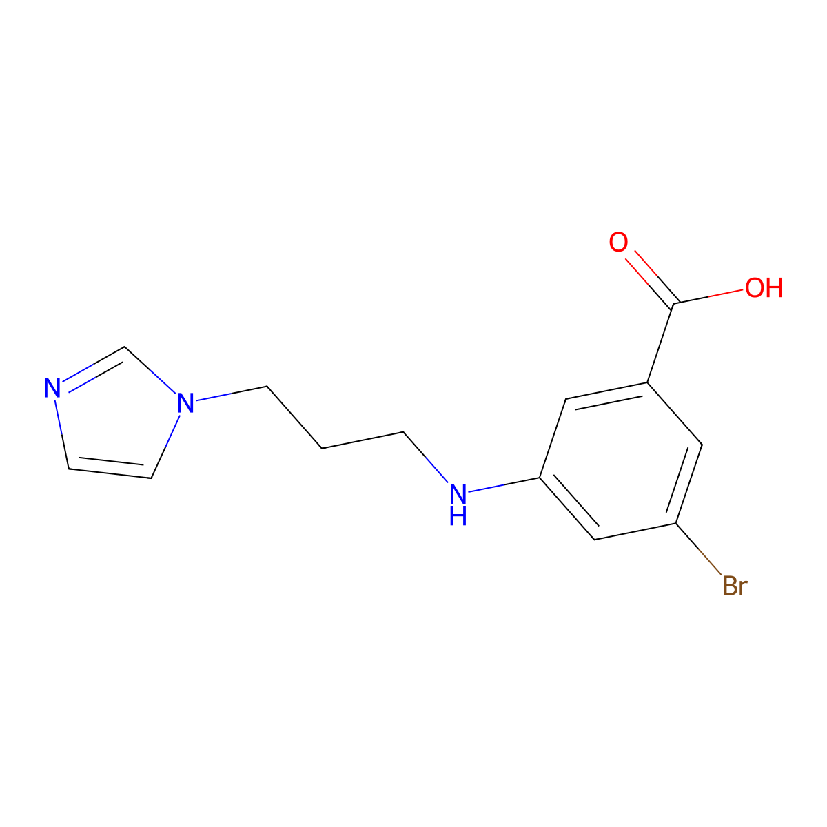 3-((3-(1H-Imidazol-1-YL)propyl)amino)-5-bromobenzoic acid molecular structure, CAS 1976800-34-6