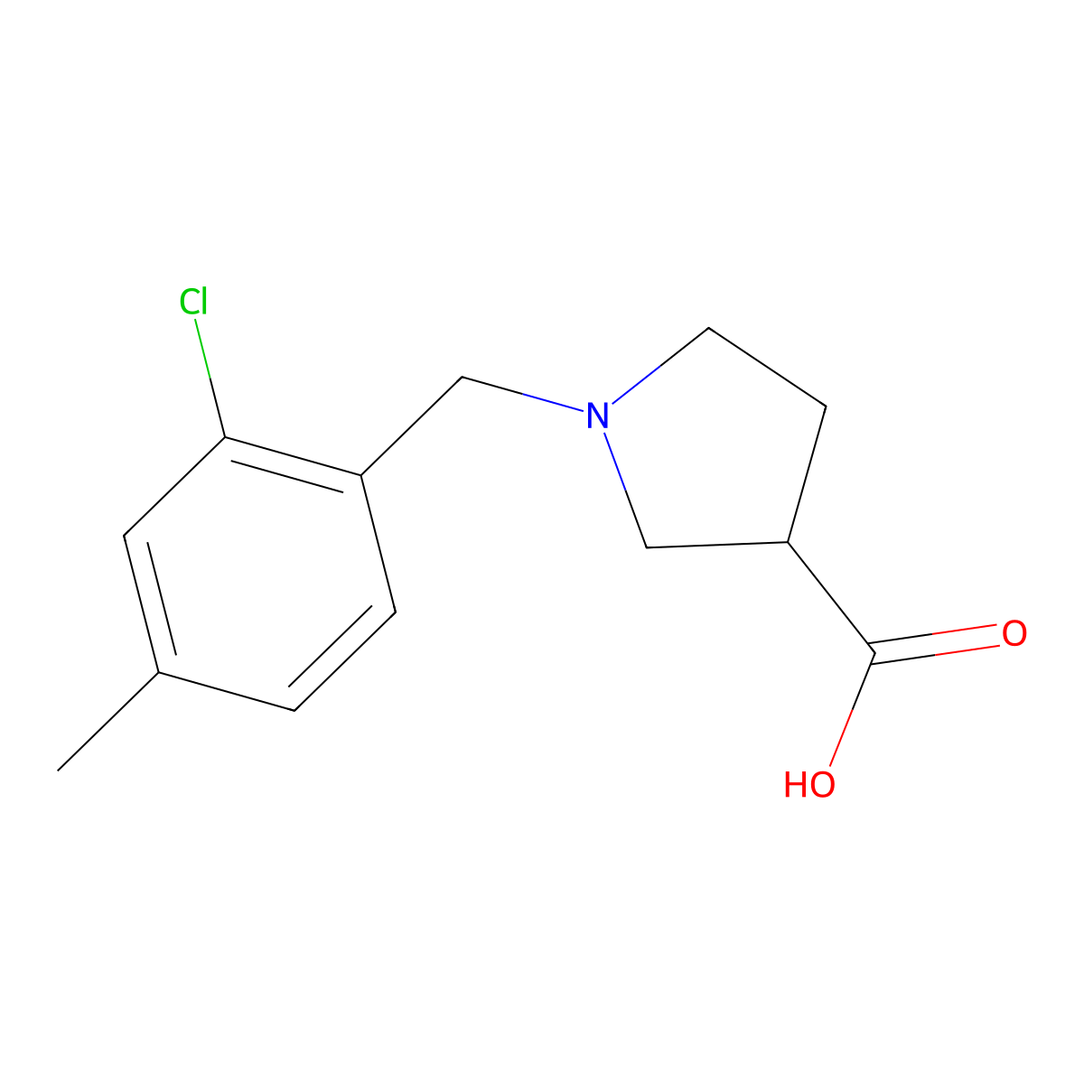 1-(2-Chloro-4-methylbenzyl)pyrrolidine-3-carboxylic acid molecular structure, CAS 1976828-82-6