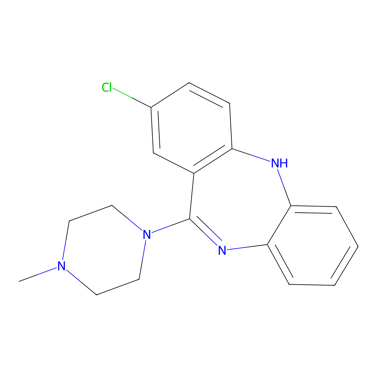 Isoclozapine molecular structure, CAS 1977-08-8
