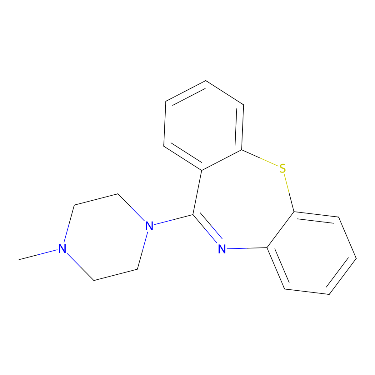 Dibenzo(b,f)(1,4)thiazepine, 11-(4-methyl-1-piperazinyl)- molecular structure, CAS 1977-09-9