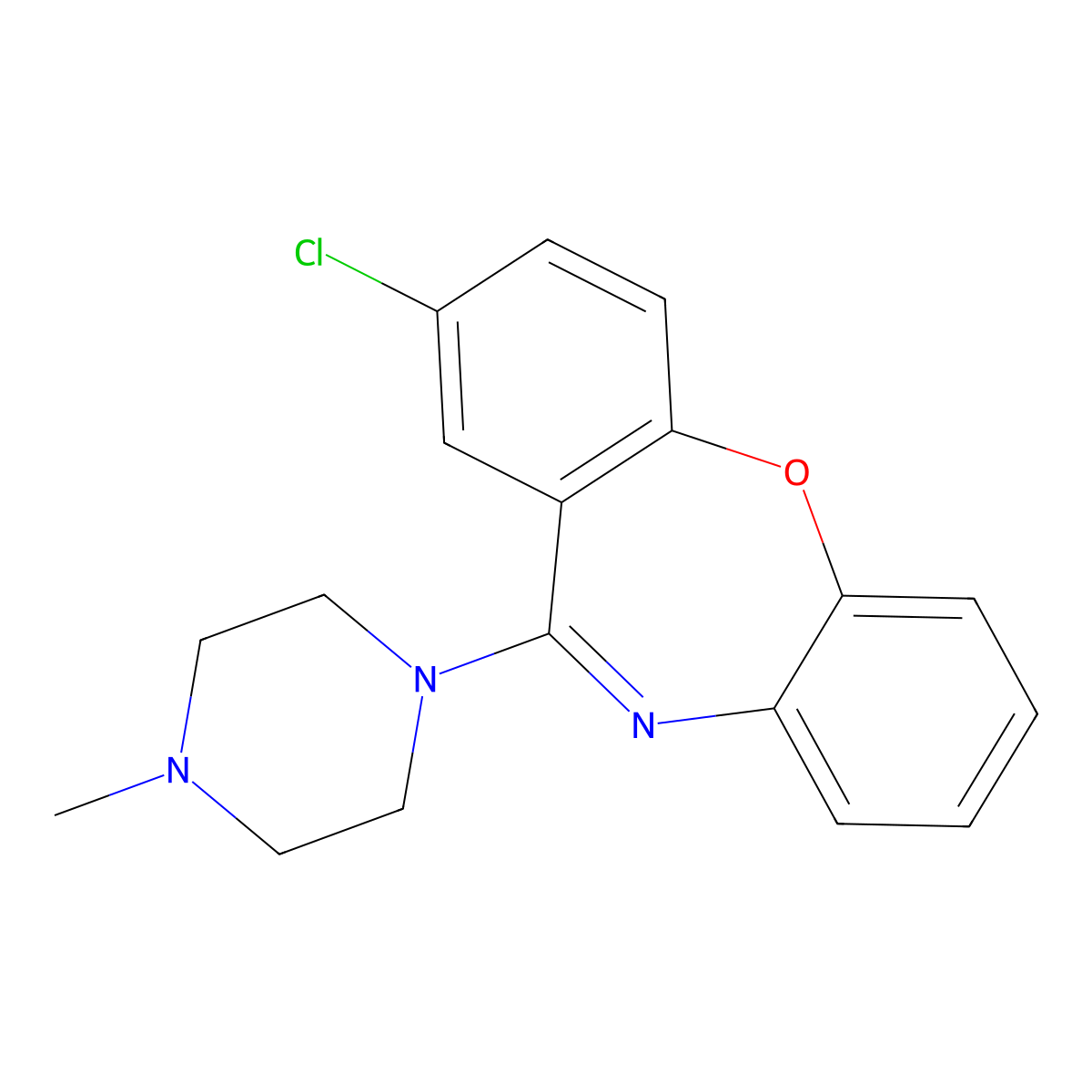 Loxapine molecular structure, CAS 1977-10-2