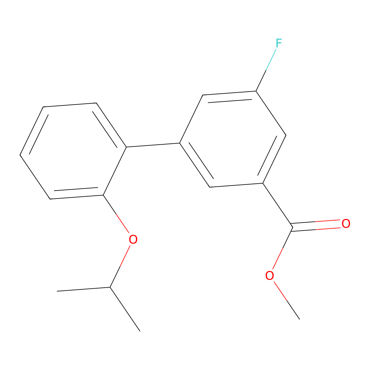 Methyl 5-fluoro-2'-(1-methylethoxy)[1,1'-biphenyl]-3-carboxylate molecular structure, CAS 1977056-44-2