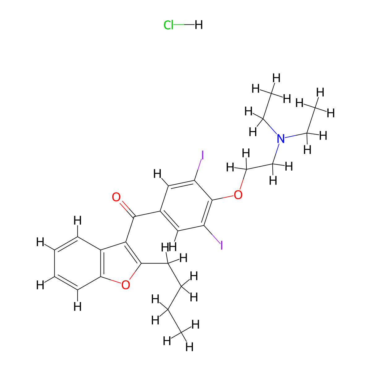 Amiodarone Hydrochloride molecular structure, CAS 19774-82-4