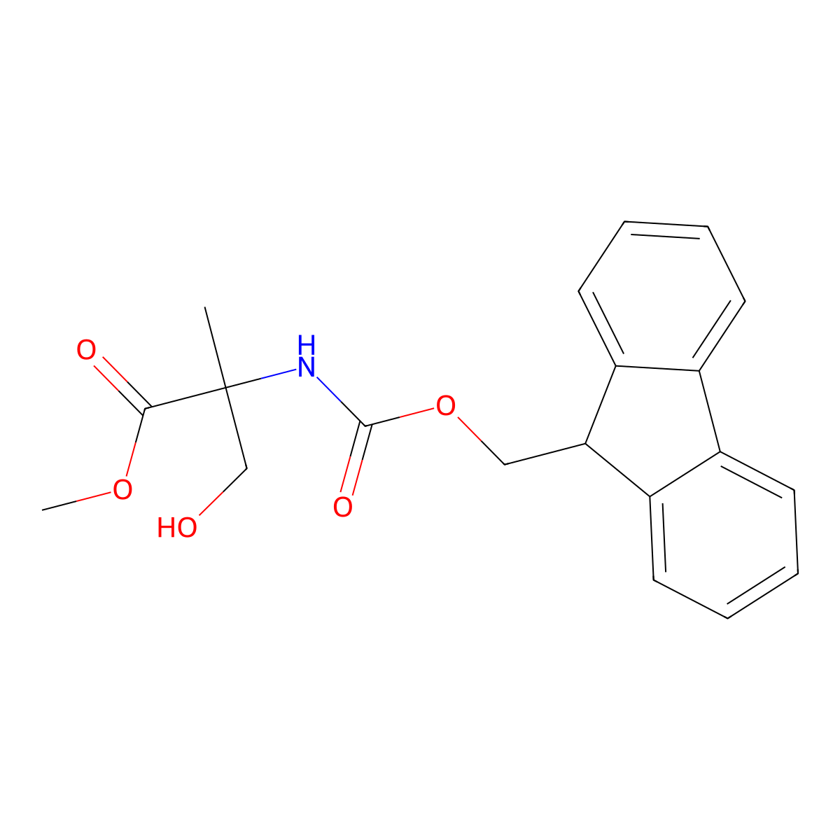 methyl 2-({[(9H-fluoren-9-yl)methoxy]carbonyl}amino)-3-hydroxy-2-methylpropanoate molecular structure, CAS 1977496-39-1