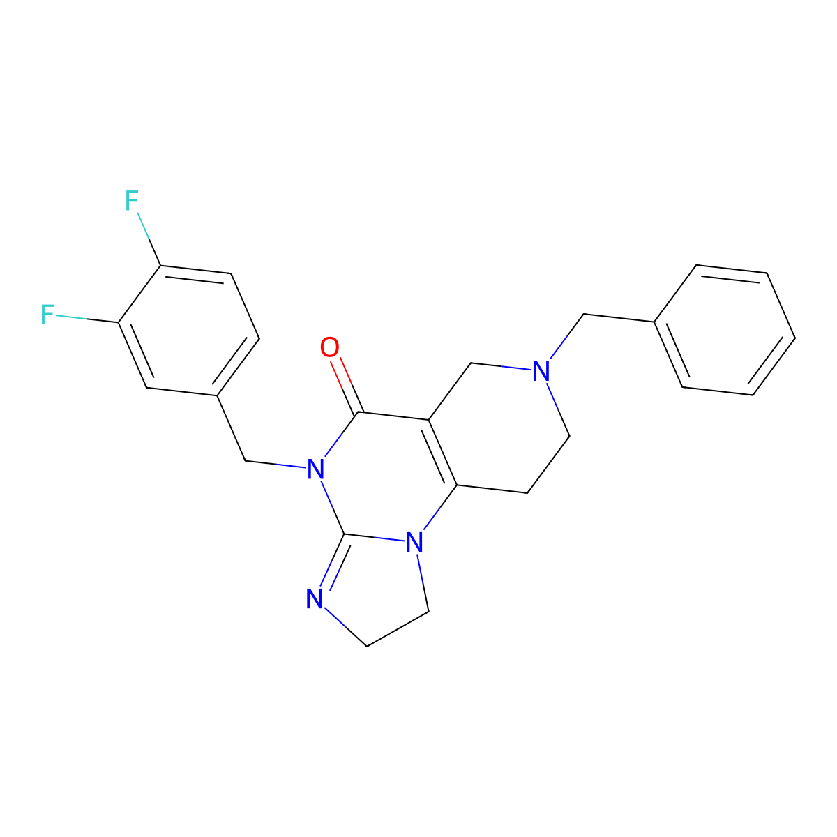 4-[(3,4-Difluorophenyl)methyl]-2,4,6,7,8,9-hexahydro-7-(phenylmethyl)imidazo[1,2-a]pyrido[3,4-e]pyrimidin-5(1H)-one molecular structure, CAS 1977540-13-8