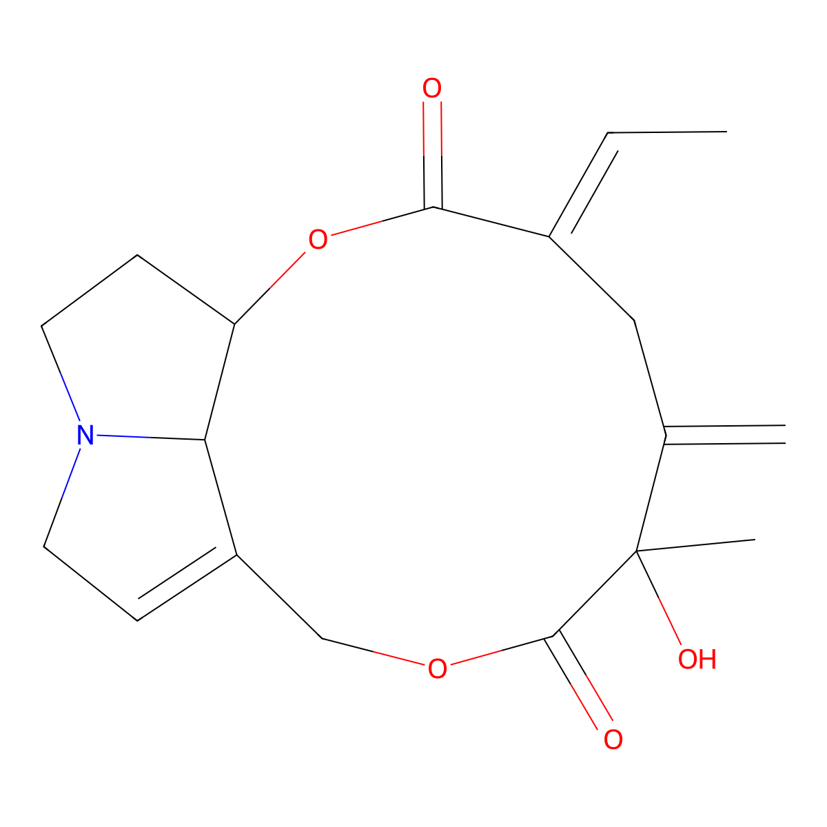 Seneciphylline molecular structure, CAS 19776-79-5