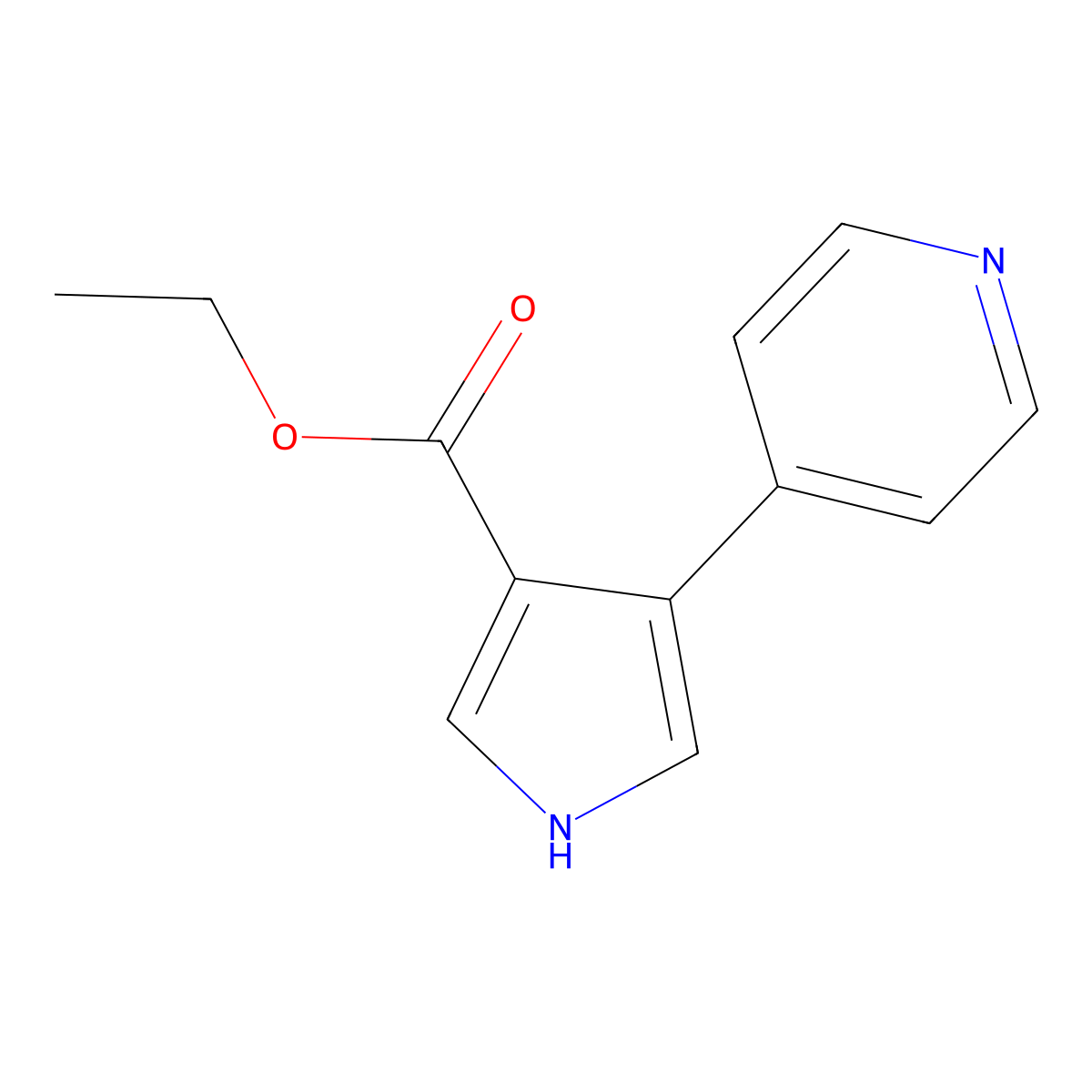 Ethyl 4-(pyridin-4-yl)-1H-pyrrole-3-carboxylate molecular structure, CAS 197774-66-6