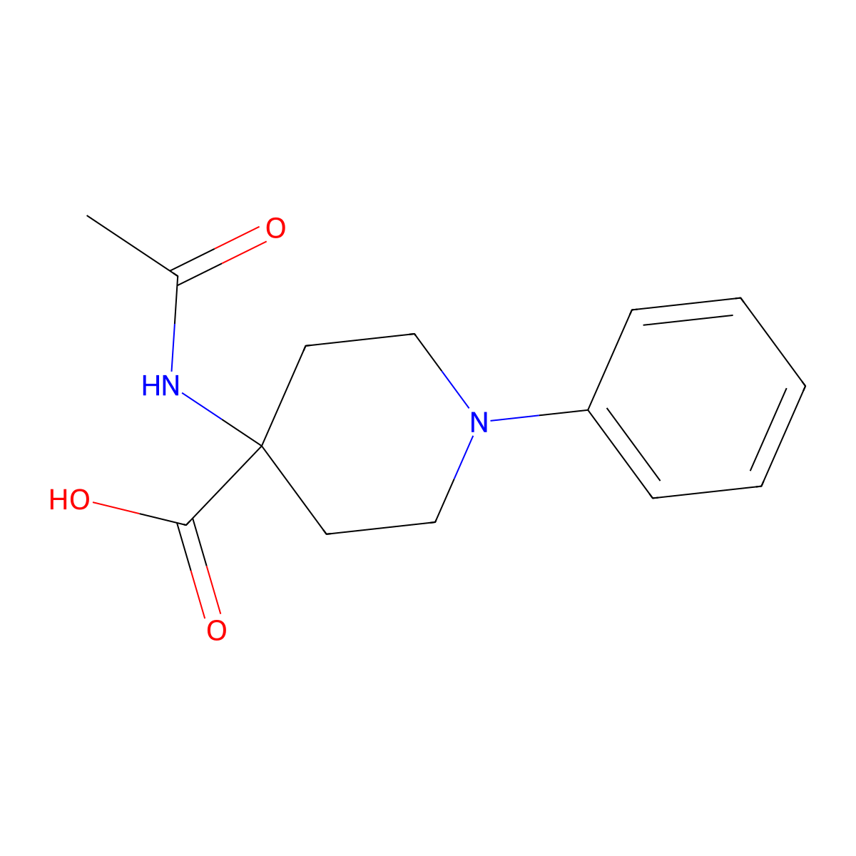 4-Acetamido-1-phenylpiperidine-4-carboxylic acid molecular structure, CAS 1977763-17-9