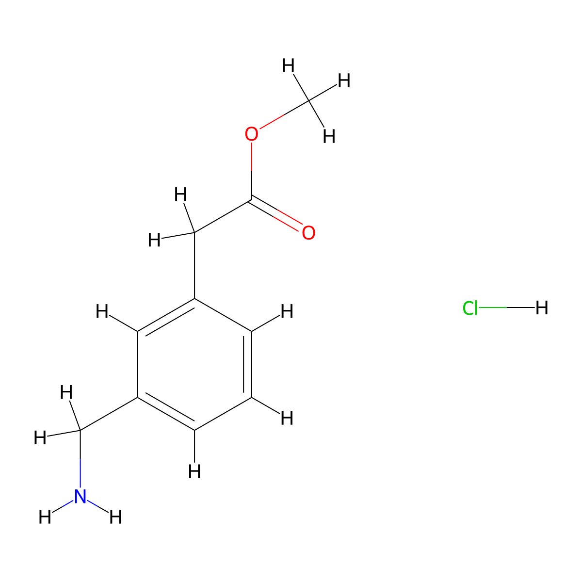 Methyl 2-[3-(aminomethyl)phenyl]acetate hydrochloride molecular structure, CAS 197792-60-2