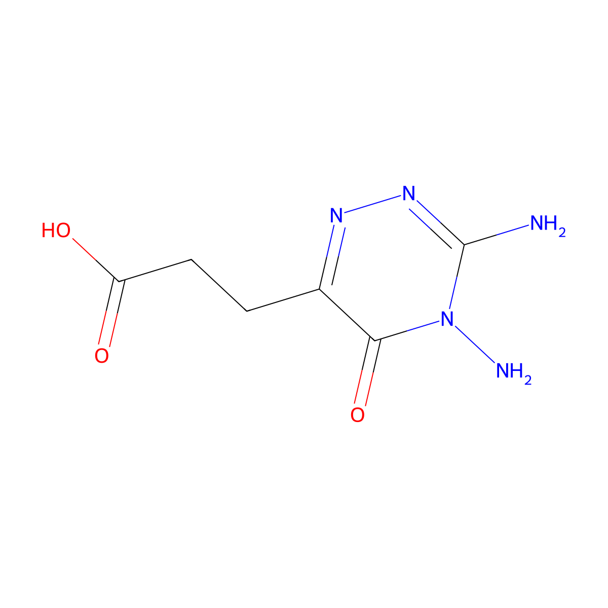 3-(3,4-Diamino-5-oxo-4,5-dihydro-1,2,4-triazin-6-yl)propanoic acid molecular structure, CAS 197793-89-8
