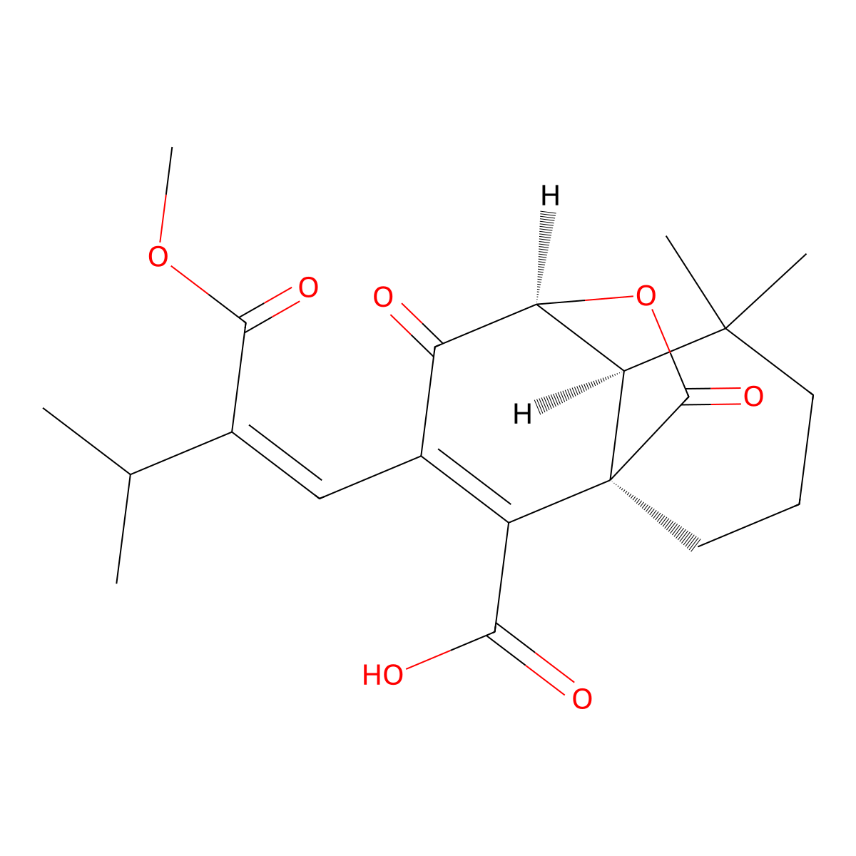 (1R,6S,7S)-9-[(Z)-2-Methoxycarbonyl-3-methylbut-1-enyl]-5,5-dimethyl-8,11-dioxo-12-oxatricyclo[5.3.2.01,6]dodec-9-ene-10-carboxylic acid molecular structure, CAS 197799-63-6