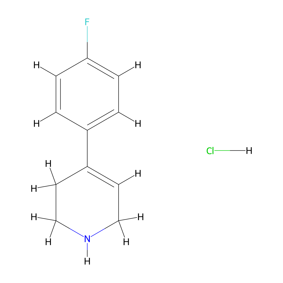 4-(4-Fluorophenyl)-1,2,3,6-tetrahydropyridine hydrochloride molecular structure, CAS 1978-61-6