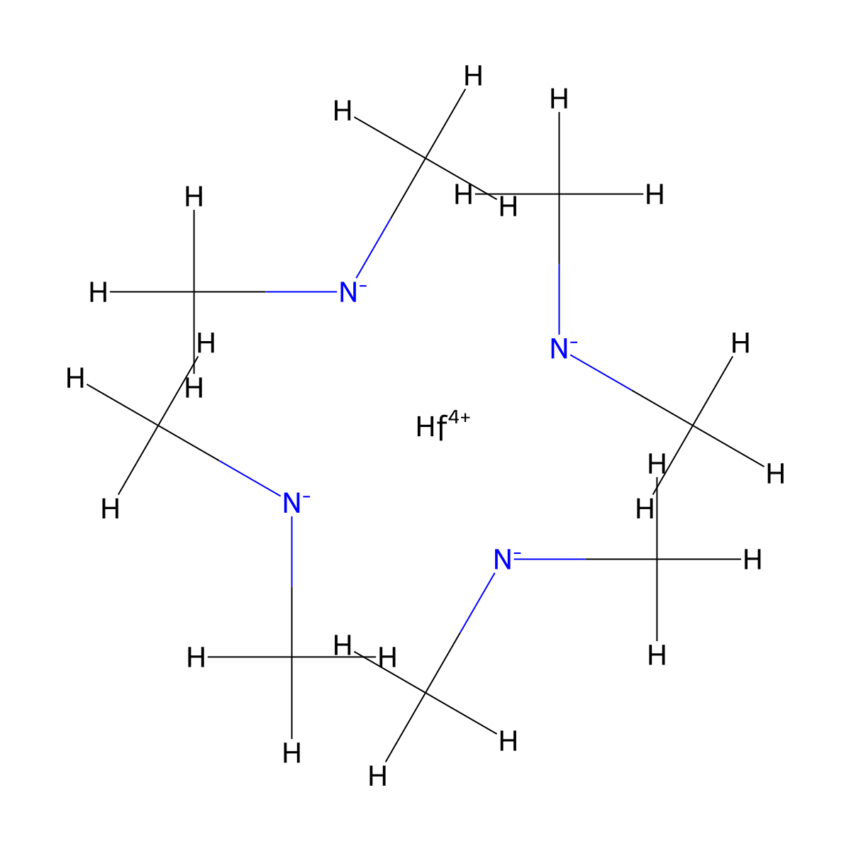 Hafnium, tetrakis(dimethylamino)- molecular structure, CAS 19782-68-4