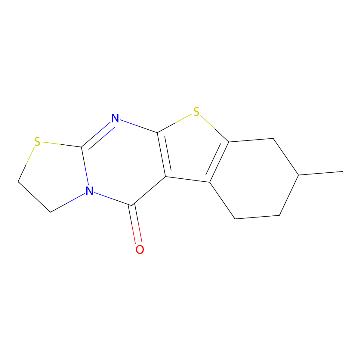 8-methyl-6,7,8,9-tetrahydro-2H-benzo[4,5]thieno[2,3-d]thiazolo[3,2-a]pyrimidin-5(3H)-one molecular structure, CAS 197847-23-7