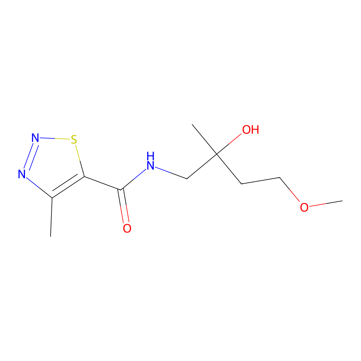 N-(2-hydroxy-4-methoxy-2-methylbutyl)-4-methyl-1,2,3-thiadiazole-5-carboxamide molecular structure, CAS 1978689-38-1