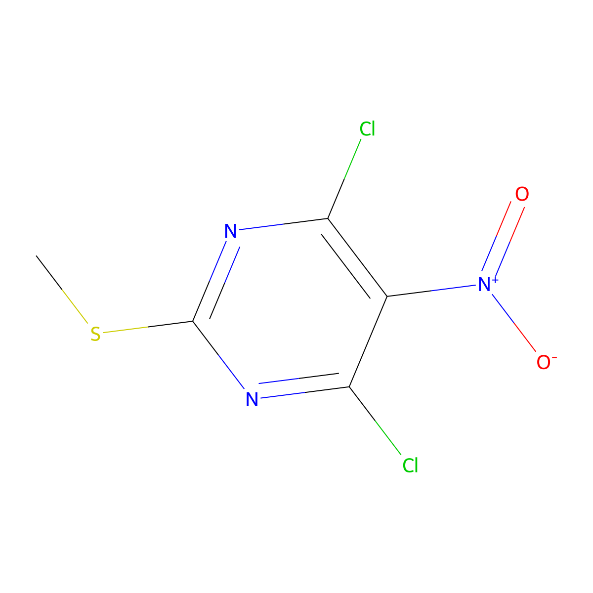 4,6-Dichloro-2-(methylthio)-5-nitropyrimidine molecular structure, CAS 1979-96-0
